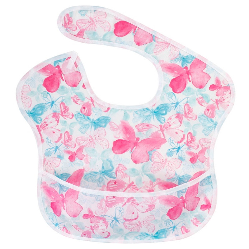 Mom Choice Waterproof Baby Bibs Set of Two Infant 6-24 Months with Pocket Washable Stain Oil and Odor Resistant
